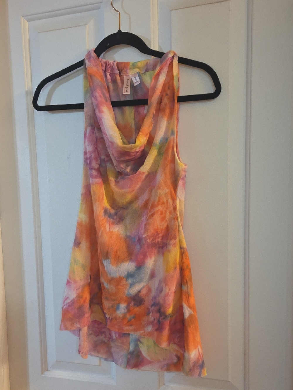 Sweet Pea Bright Multi-Color Cowl Neck Tank Top Small- Women's